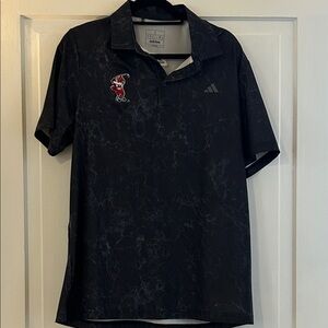 Adidas Louisville Golf Marble Pattern Black Polo Shirt